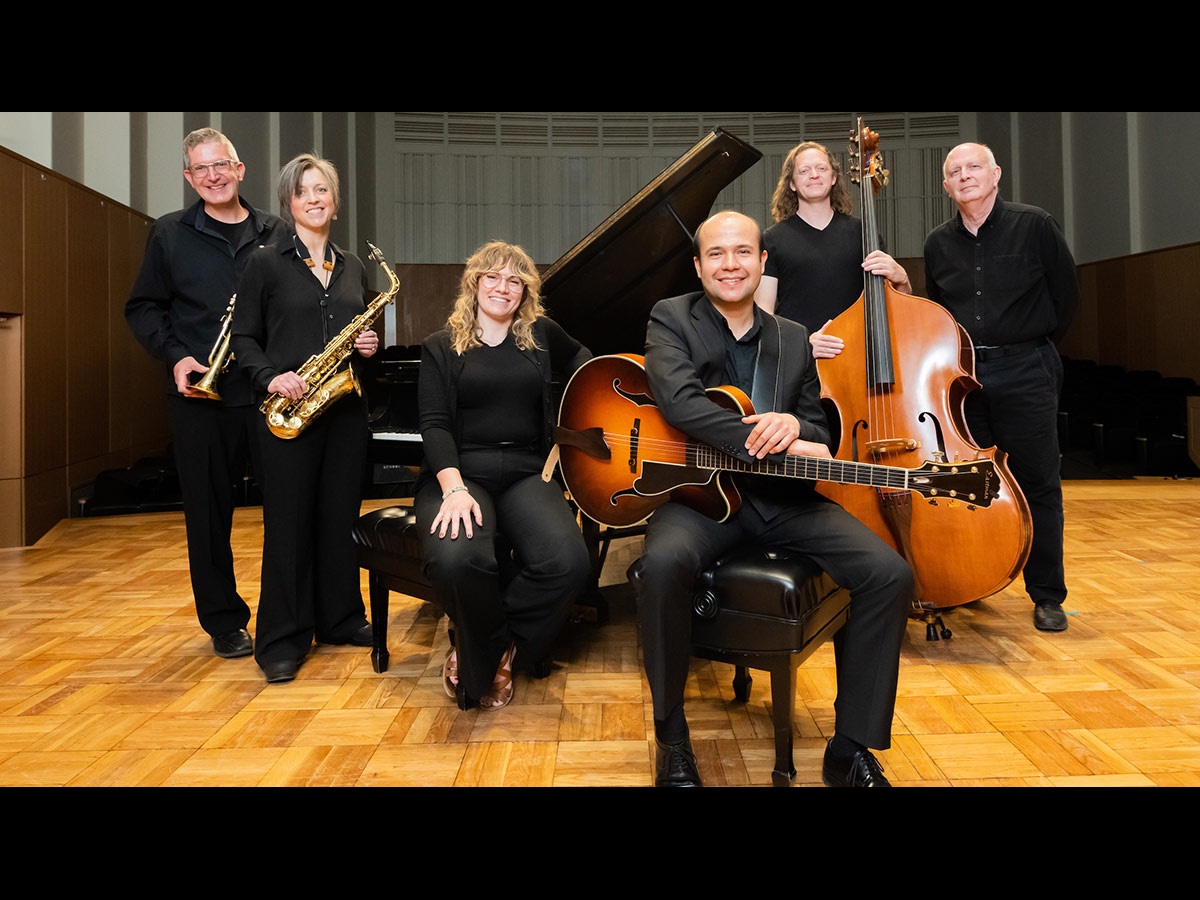 The Palouse Jazz Project poses in Haddock Hall.