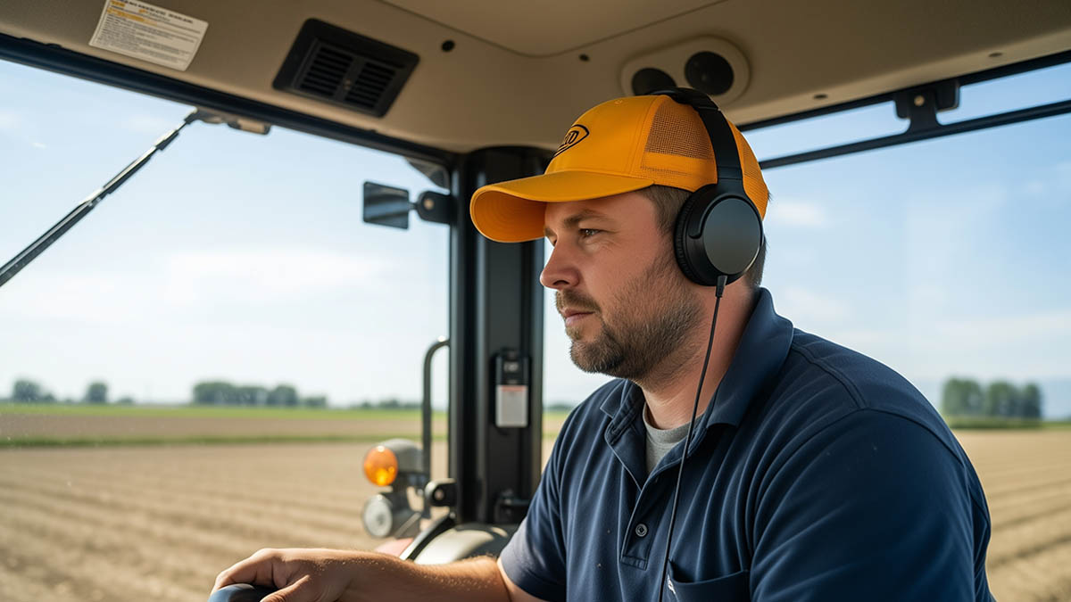 AI generated farmer in a combine.