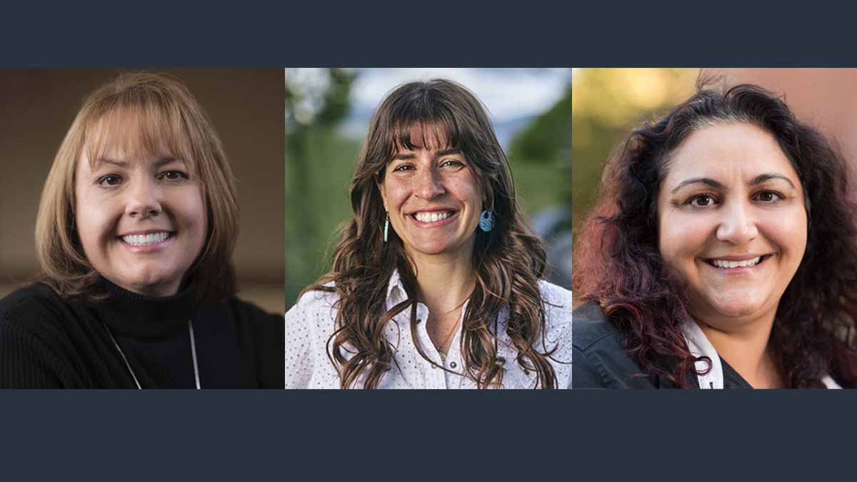 Portraits of three women.