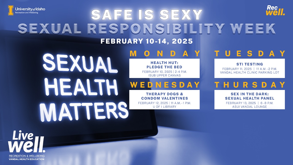 Dynamic promo for Vandal Health Ed Safe is Sexy Week.