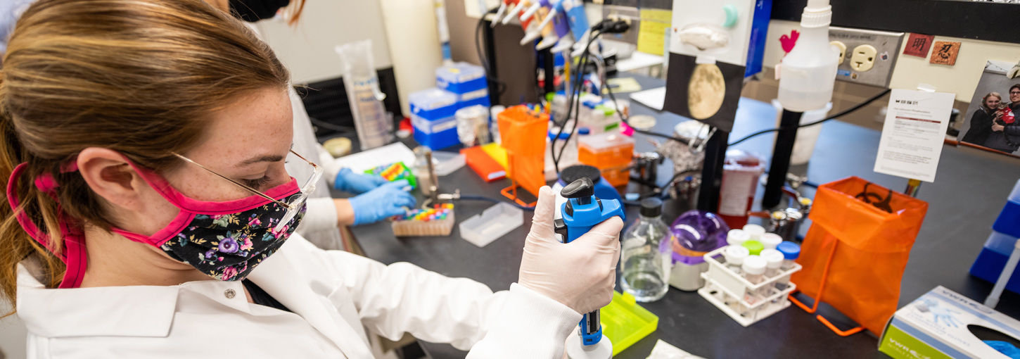 A student works in Paul Rowley lab.